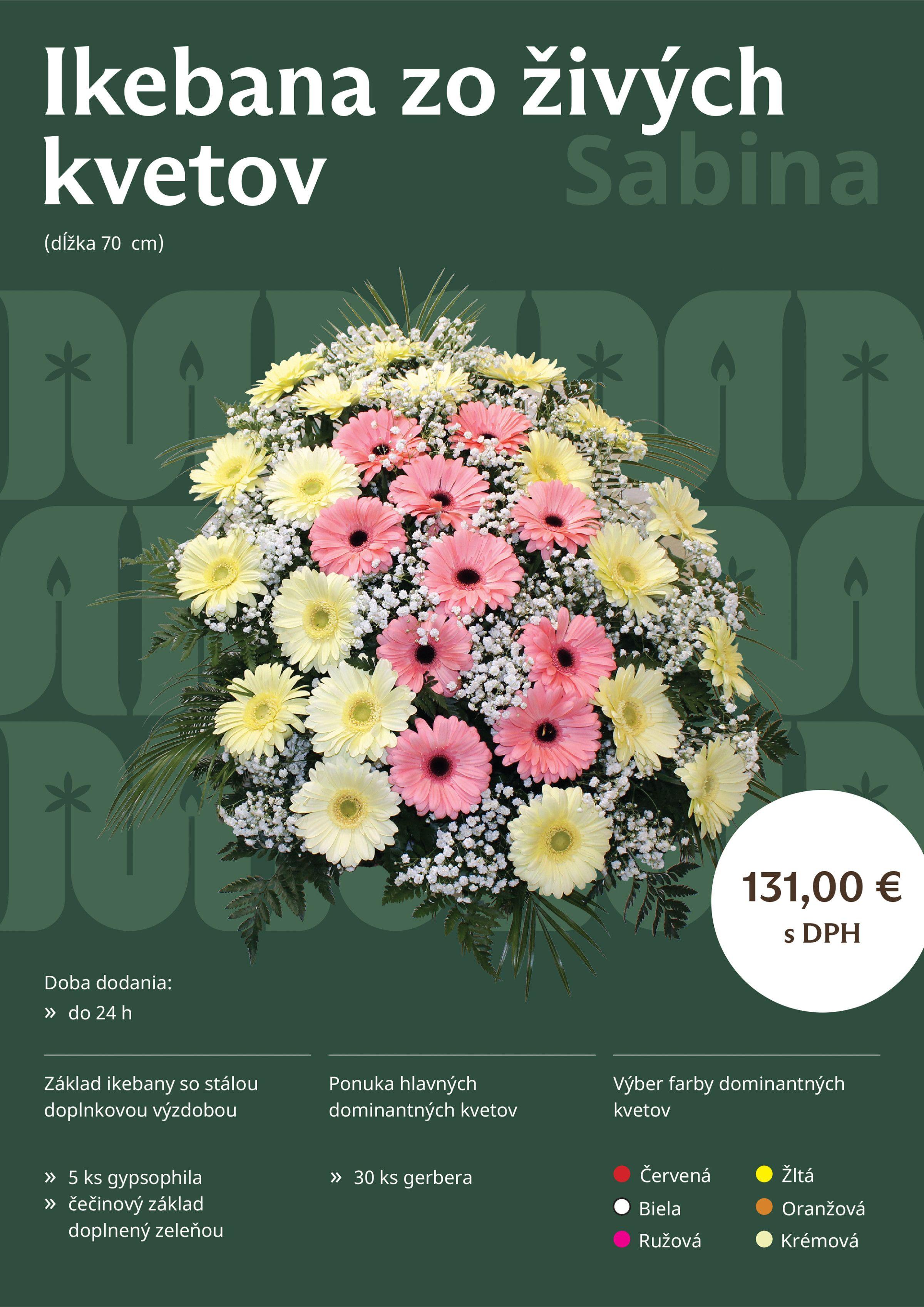 Ikebana zo živých kvetov Sabina