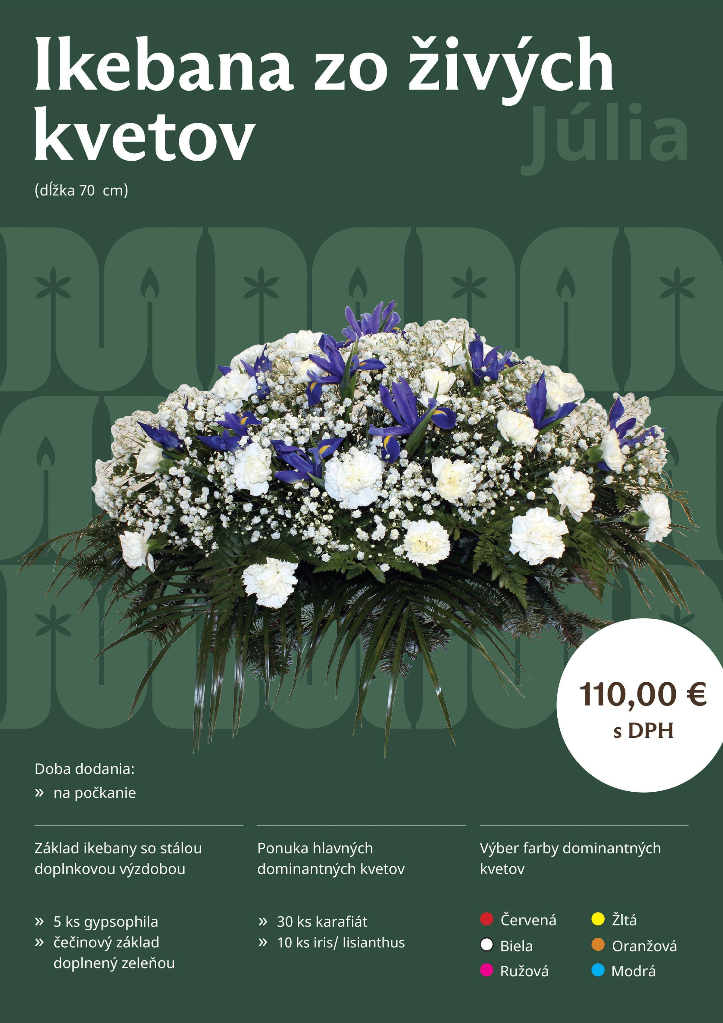 Ikebana zo živých kvetov Júlia