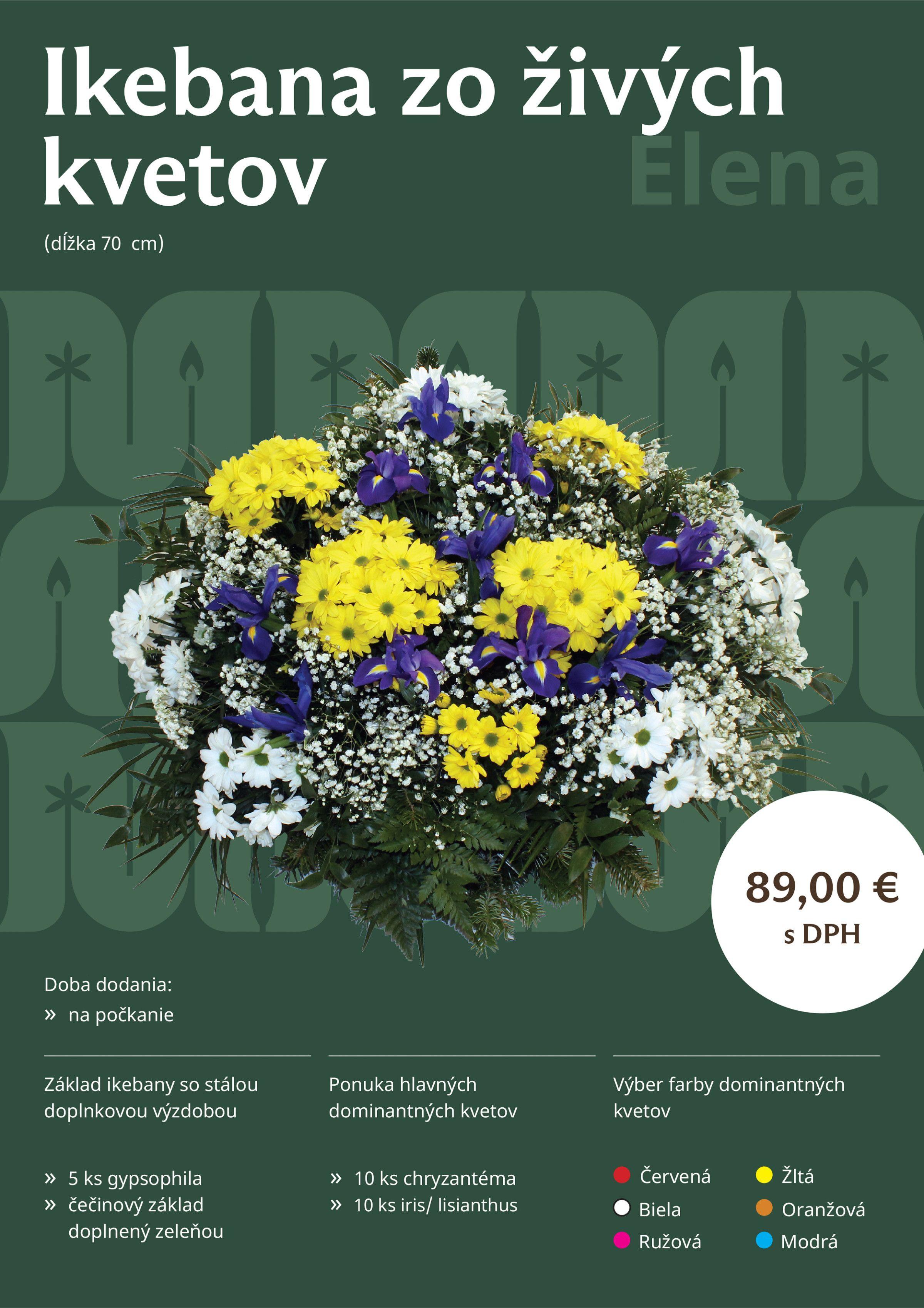Ikebana zo živých kvetov Elena
