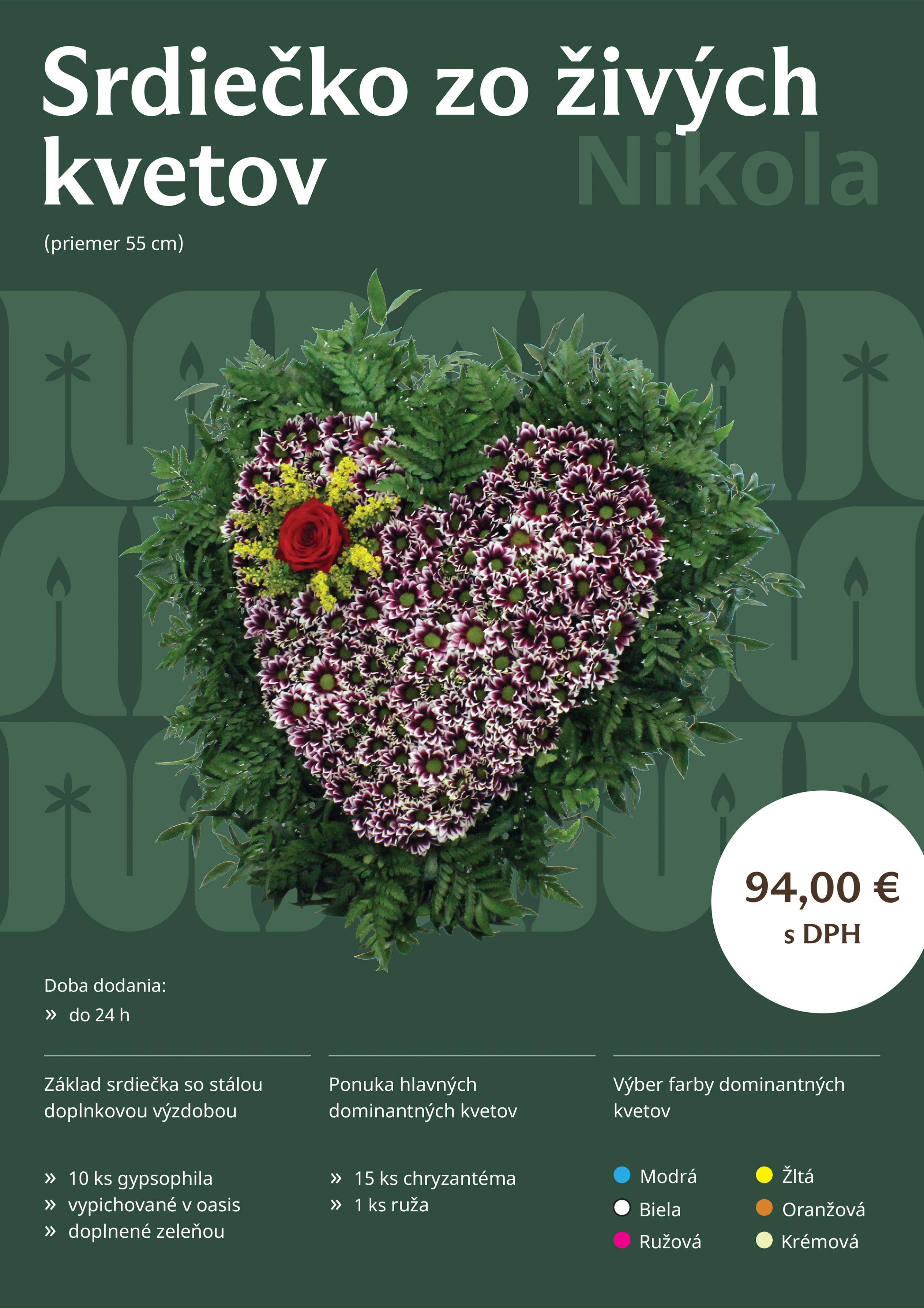 Srdiečko zo živých kvetov Nikola