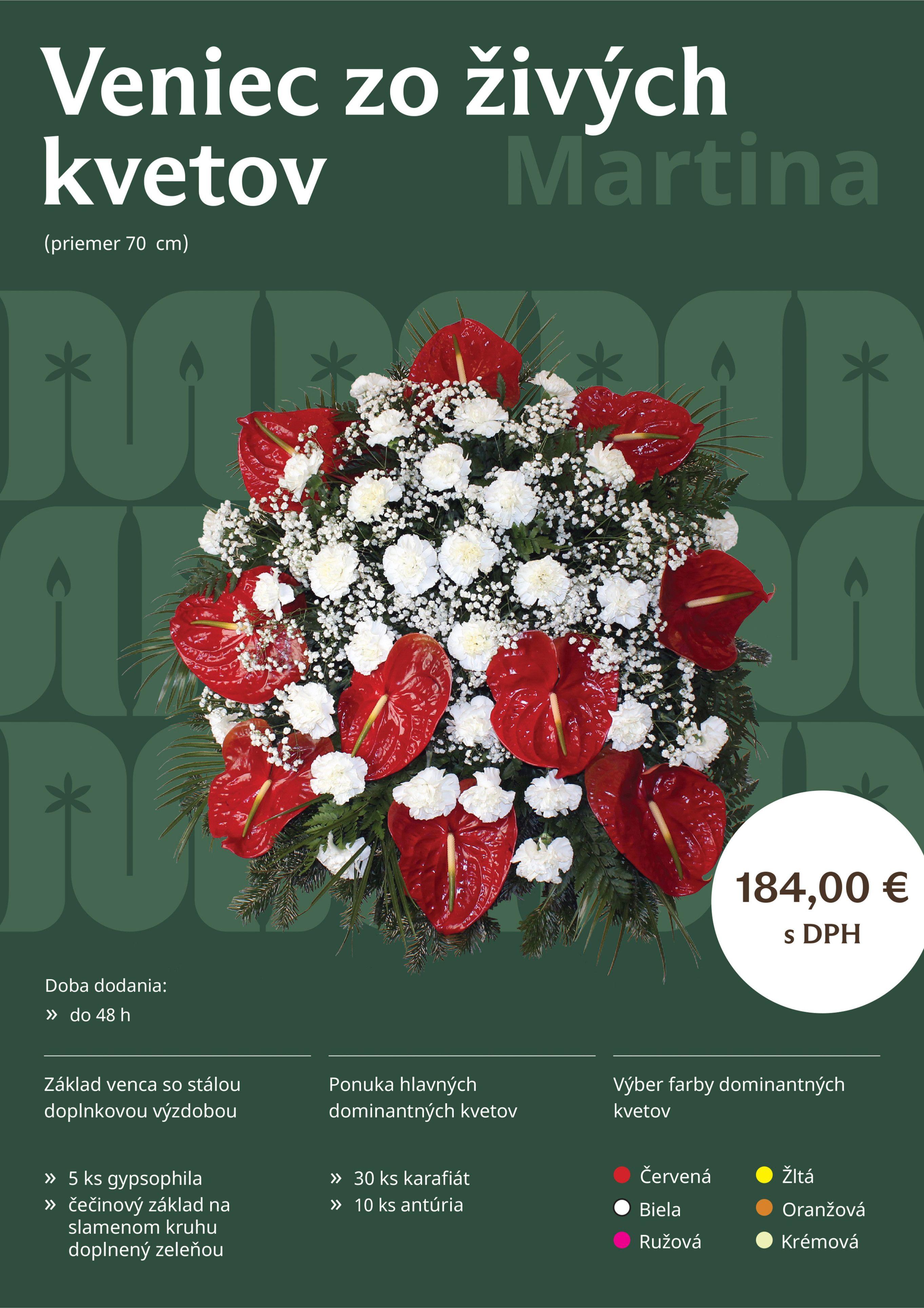 Veniec zo živých kvetov Martina
