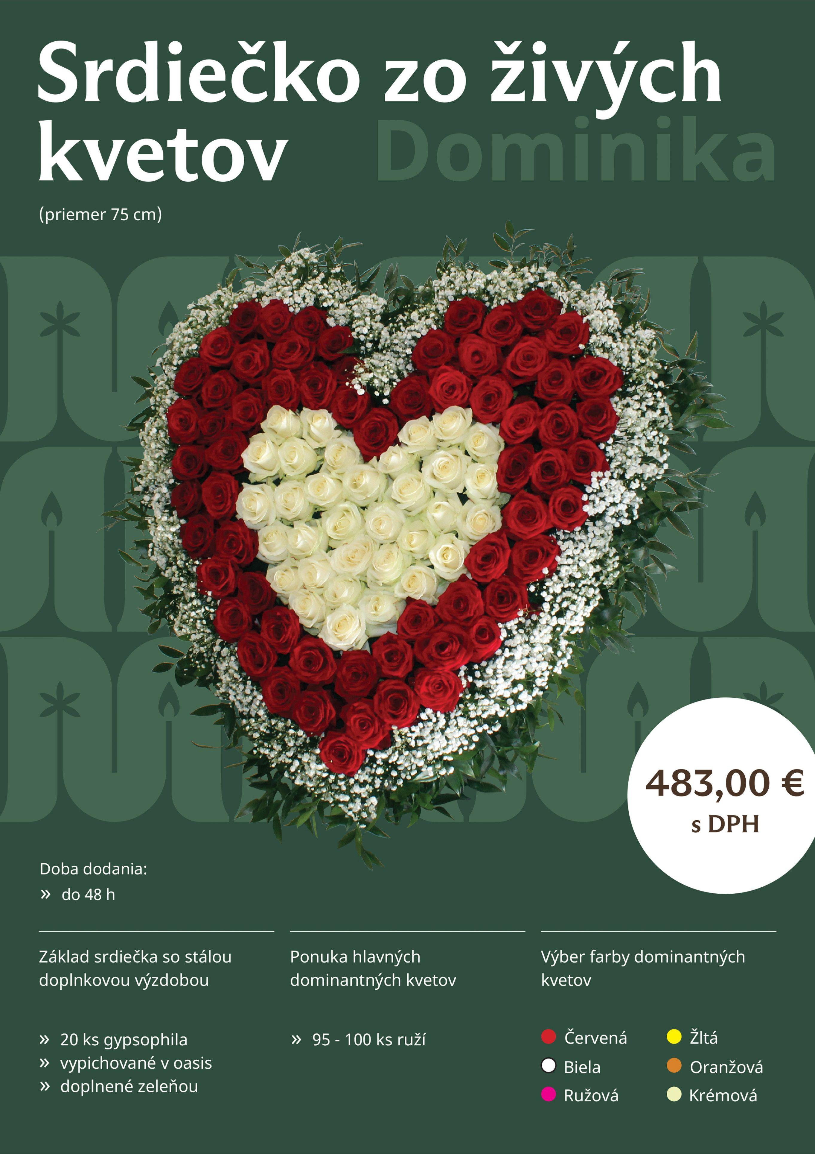 Srdiečko zo živých kvetov Dominika